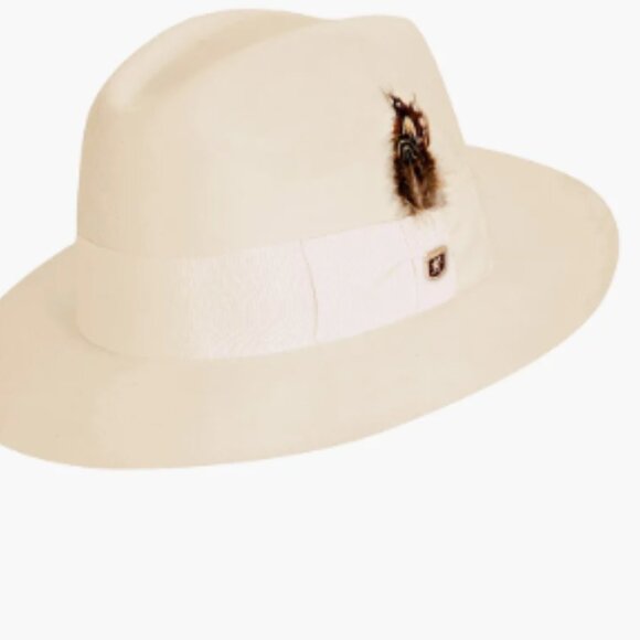 STACY ADAMS Other - STACY ADAMS August IVORY Fedora  Wool Felt Pinch Front Hat SZ LARGE